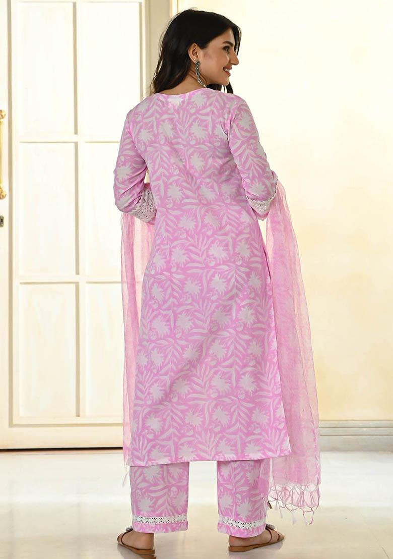 Pink Digital Print Cotton Kurta Set