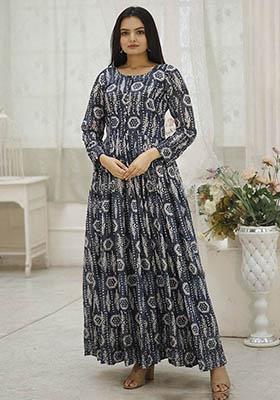 Blue Digital Print Georgette Anarkali Set