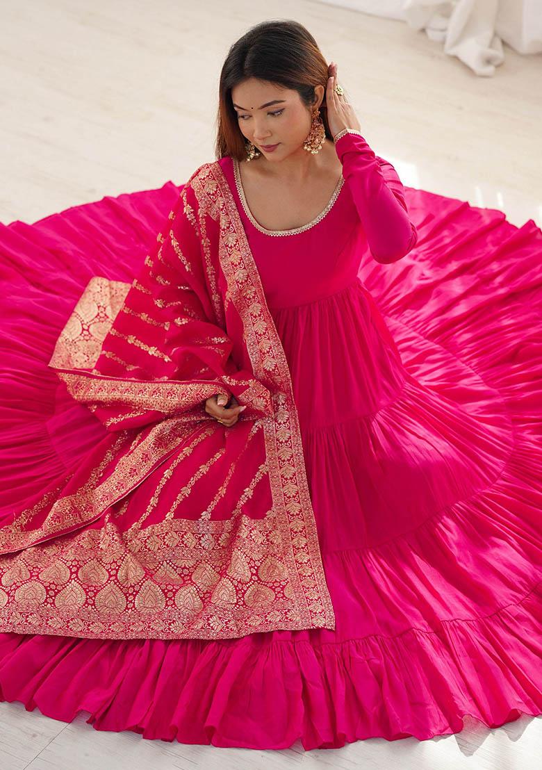 Pink Embroidered Silk Kurta Set