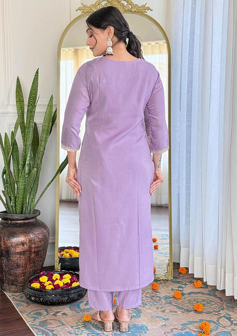 Lavender Bandhani Print Viscose Kurta Set