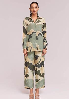 Multicolour Digital Print Crepe Fusion Set