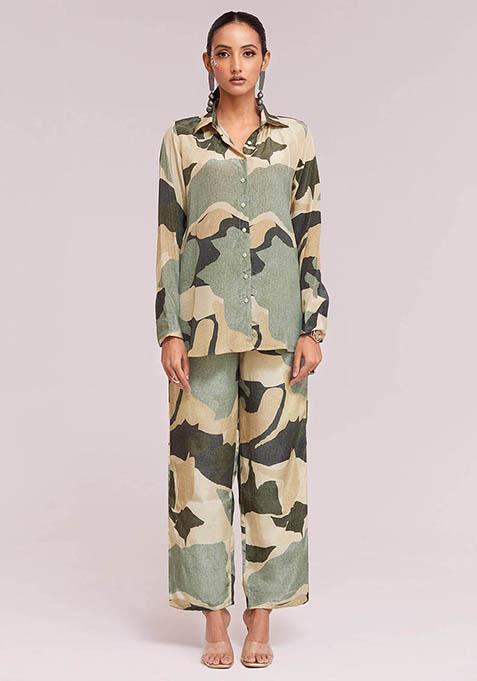 Multicolour Digital Print Crepe Fusion Set