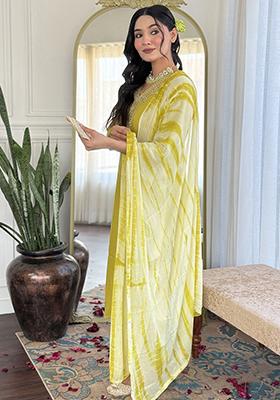Yellow Embroidered Viscose Kurta Set