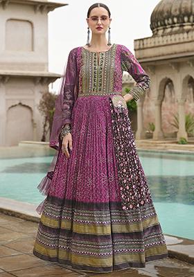 Pink Hand Embroidered Silk Anarkali Set