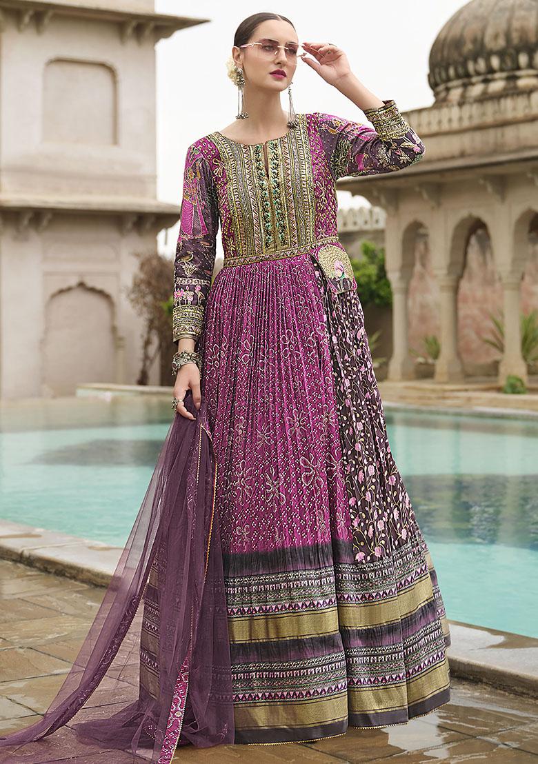 Pink Hand Embroidered Silk Anarkali Set