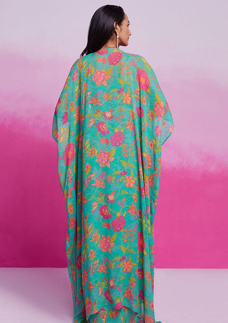 Green Embroidered Georgette Dresses