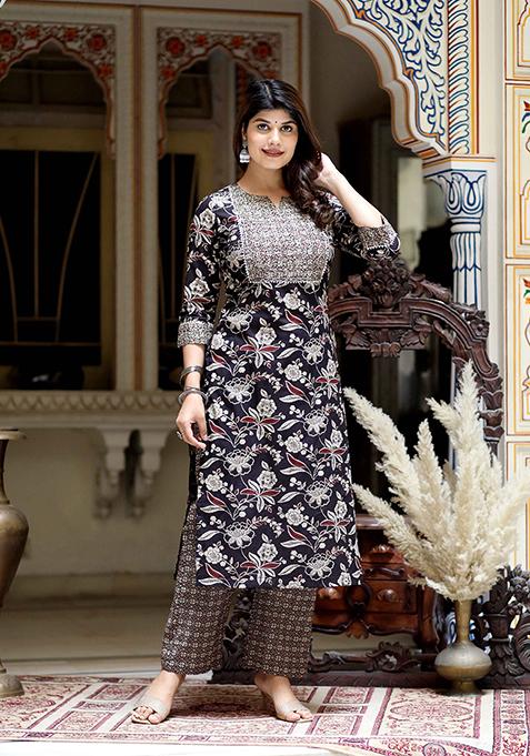Multi Floral Print Cotton Salwar Kameez