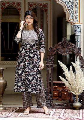 Multi Floral Print Cotton Salwar Kameez