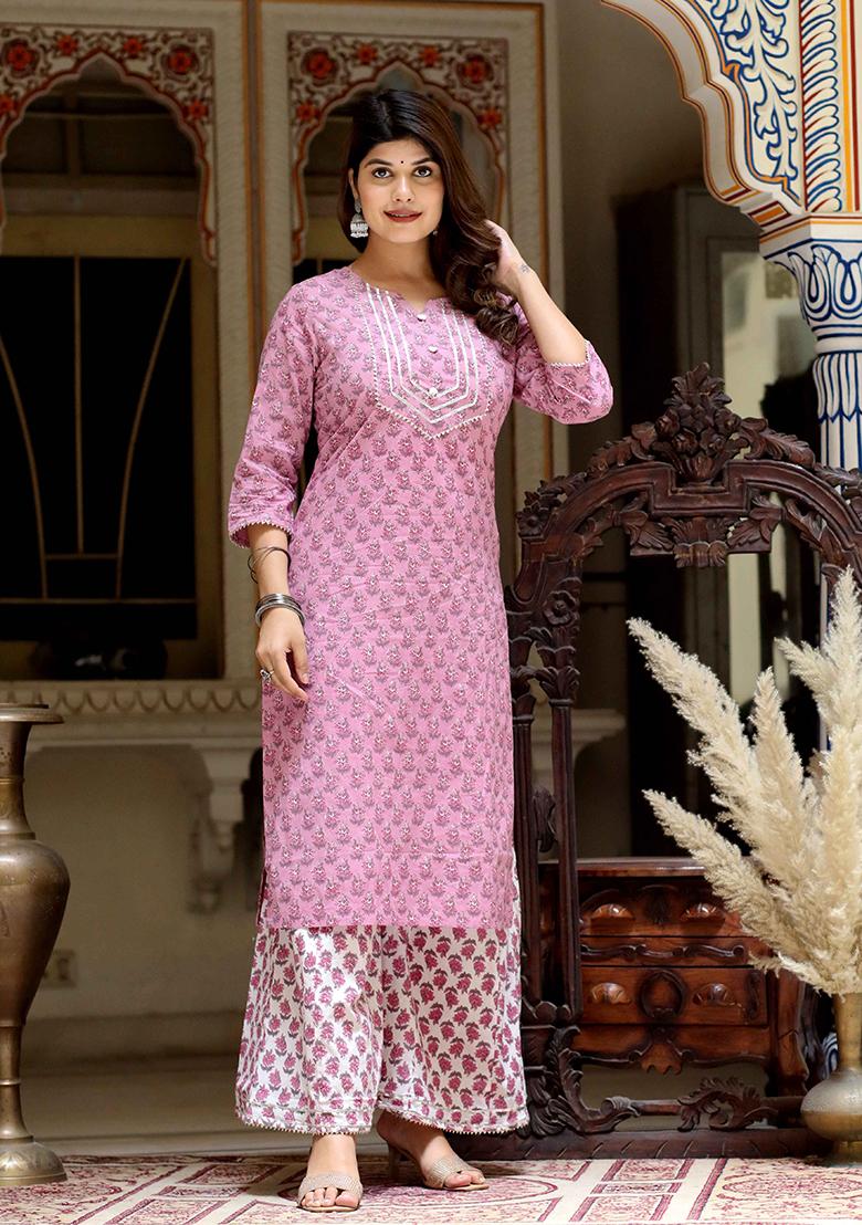 Pink Gota Patti Cotton Salwar Kameez