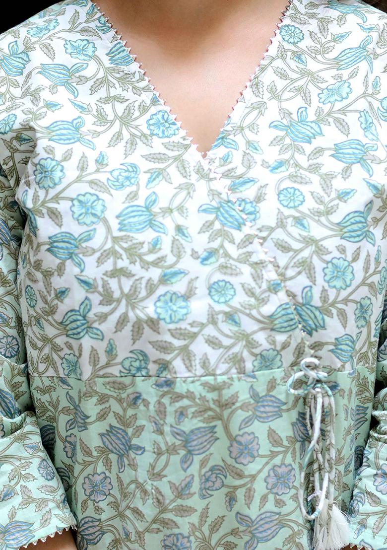 Green Printed Cotton Salwar Kameez