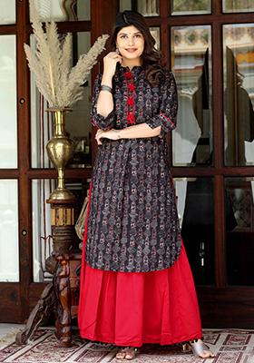 Black Printed Cotton Salwar Kameez