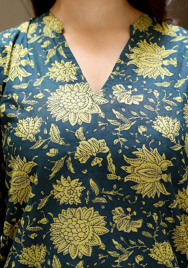 Green Printed Cotton Sharara Set