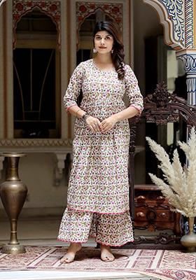 Pink Printed Cotton Sharara Set