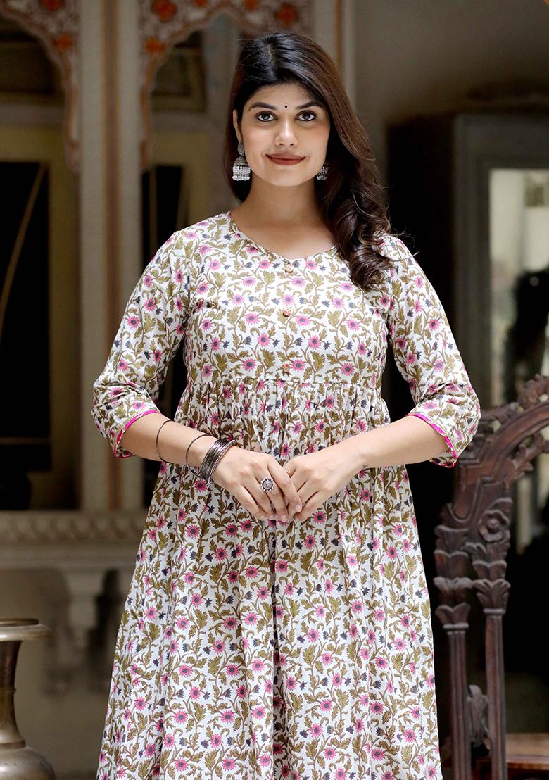 Pink Printed Cotton Sharara Set