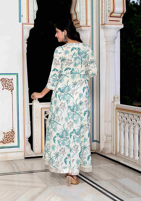 Light Green Gota Patti Cotton Anarkali Set