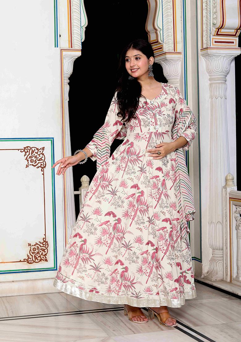 Light Pink Gota Patti Cotton Anarkali Set