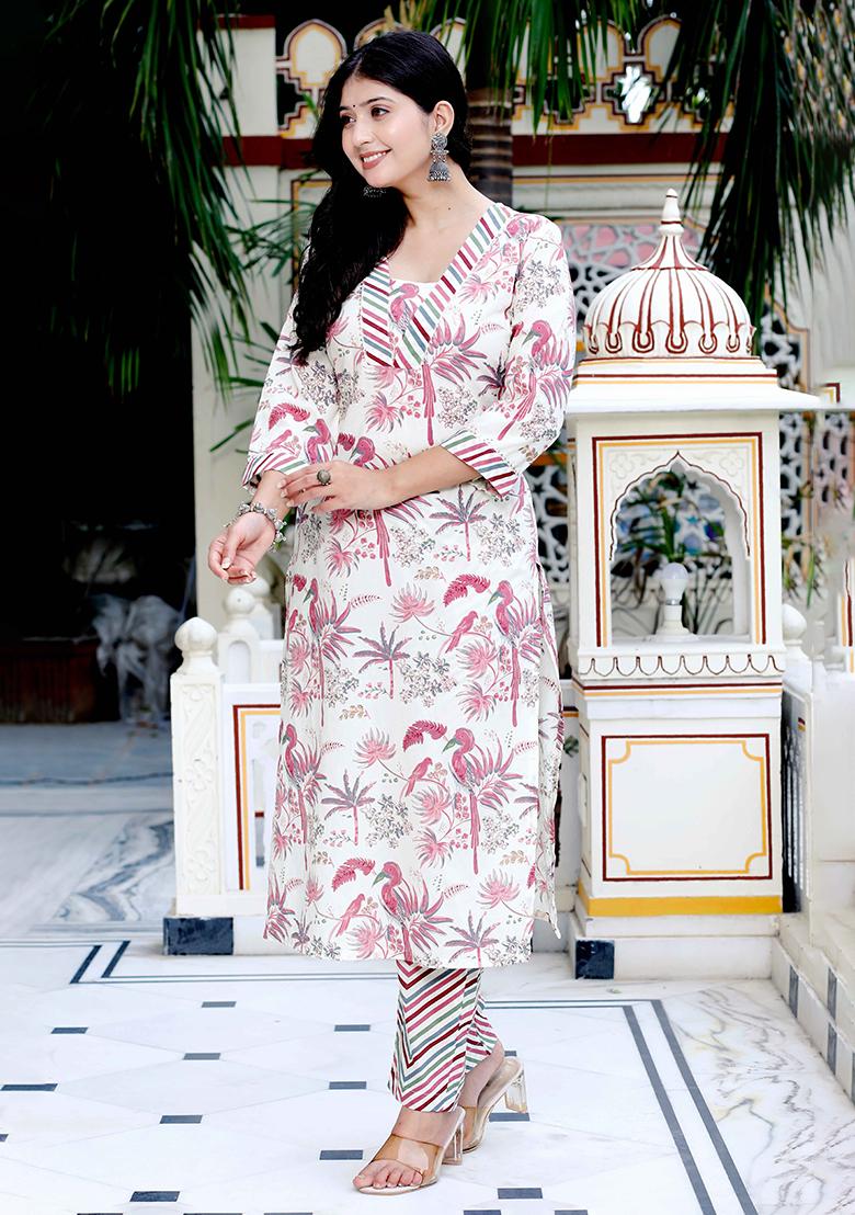 Light Pink Printed Cotton Salwar Kameez