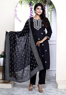 Black Chikankari Rayon Salwar Kameez