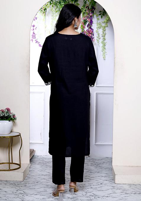 Black Chikankari Rayon Salwar Kameez