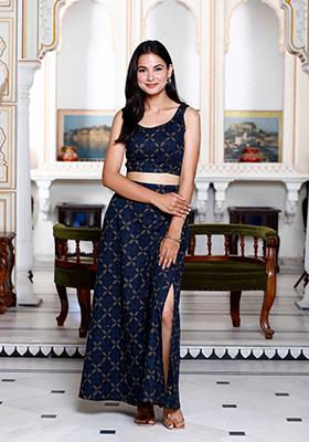 Blue Printed Cotton Co Ord Set