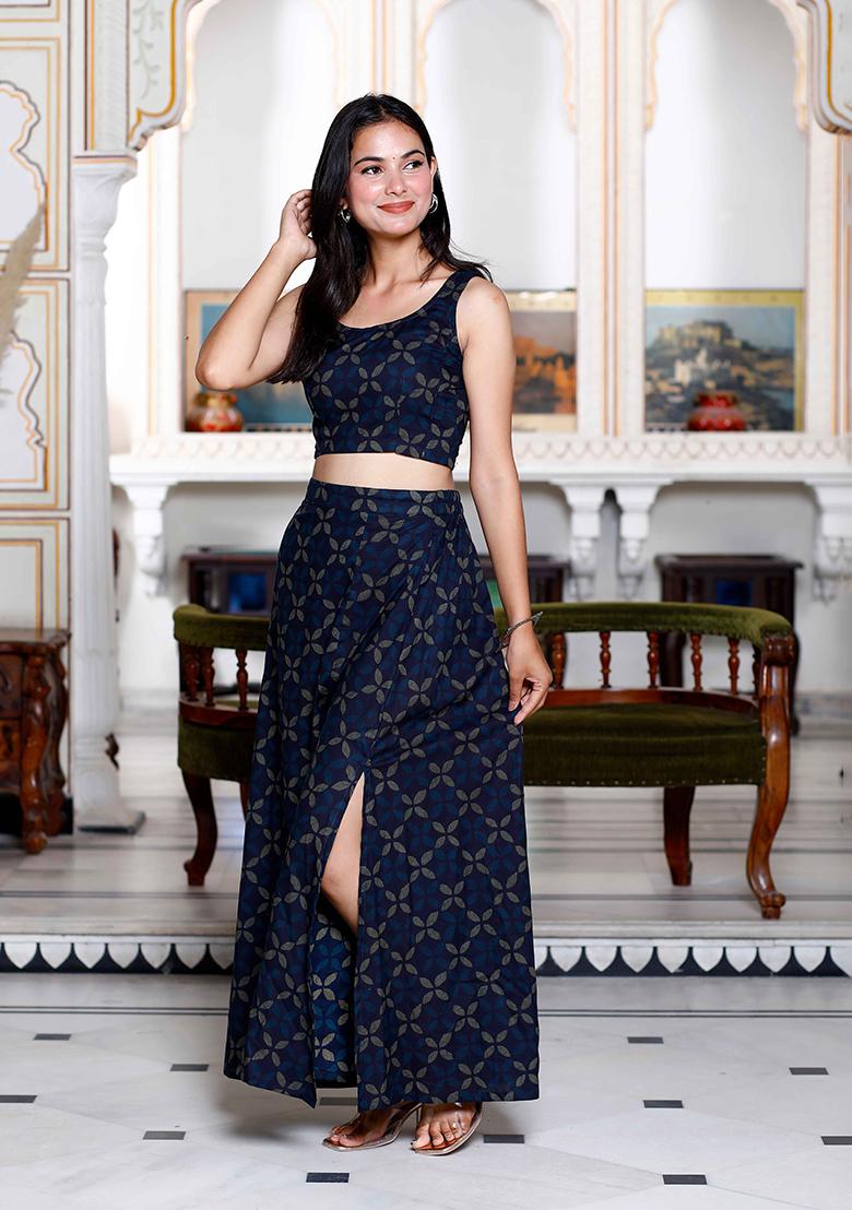 Blue Printed Cotton Co Ord Set