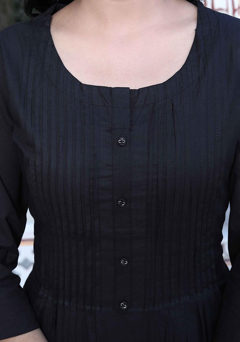 Black Printed Cotton Salwar Kameez