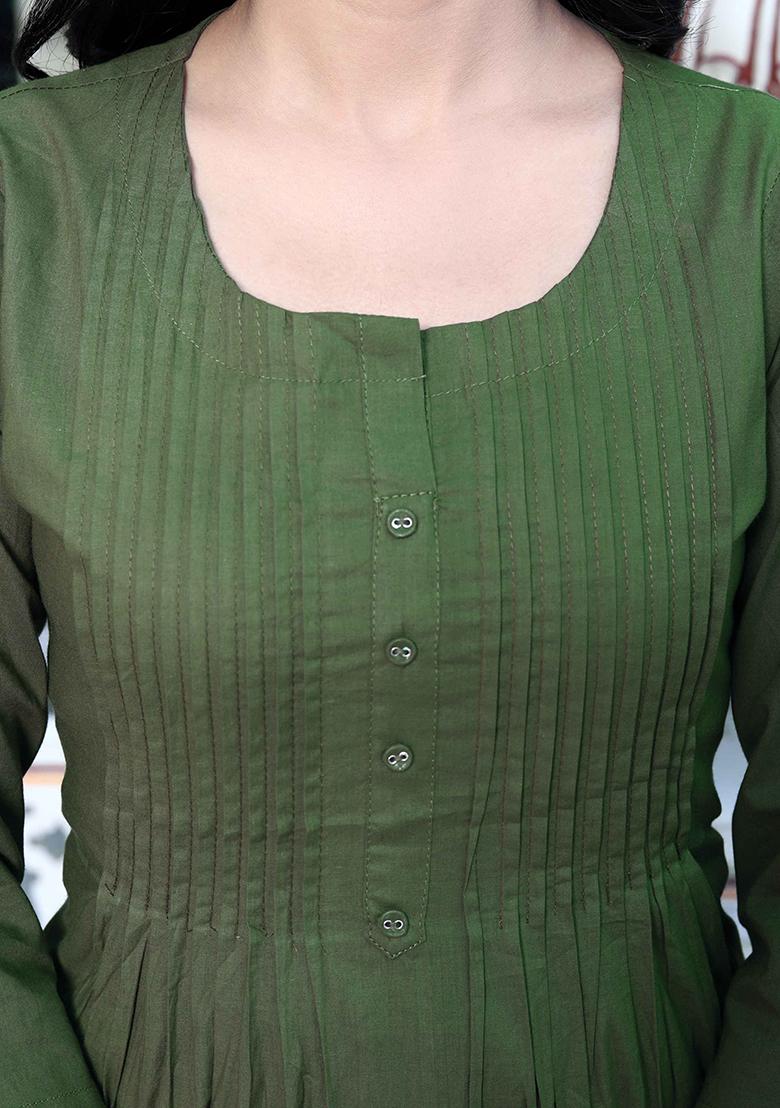 Mehandi Printed Cotton Salwar Kameez