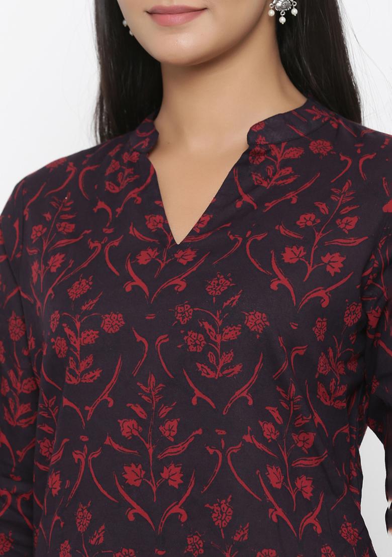 Maroon Printed Cotton Sharara Set