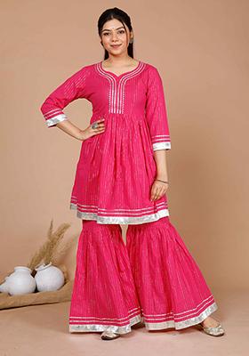 Pink Printed Cotton Sharara Set