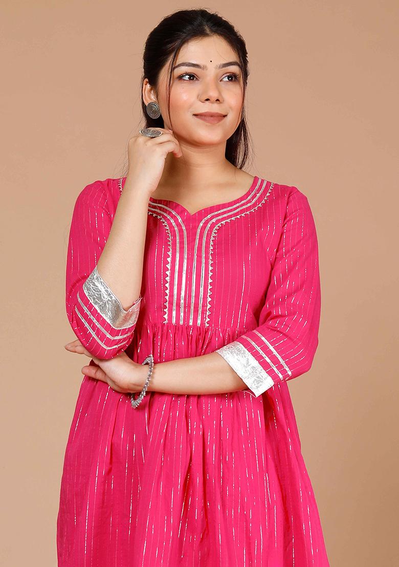 Pink Printed Cotton Sharara Set