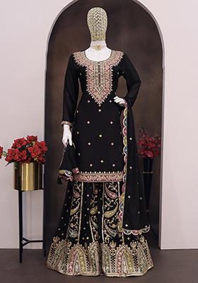 Black Embroidered Chinon Salwar Kameez