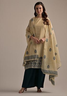 Navy Blue Woven Cotton Salwar Kameez