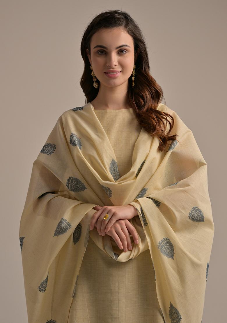 Navy Blue Woven Cotton Salwar Kameez