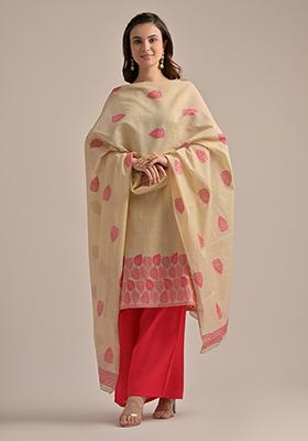 Rani Pink Woven Cotton Salwar Kameez