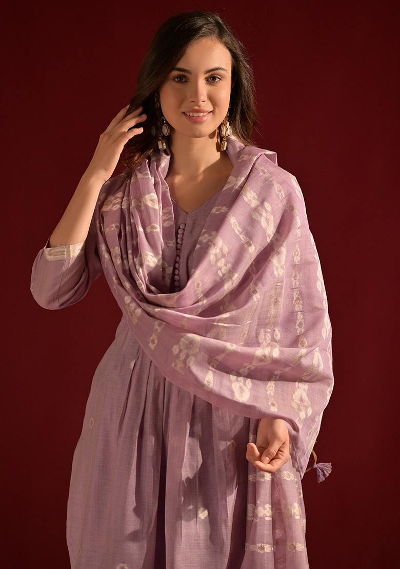 Lavender Woven Cotton Salwar Kameez