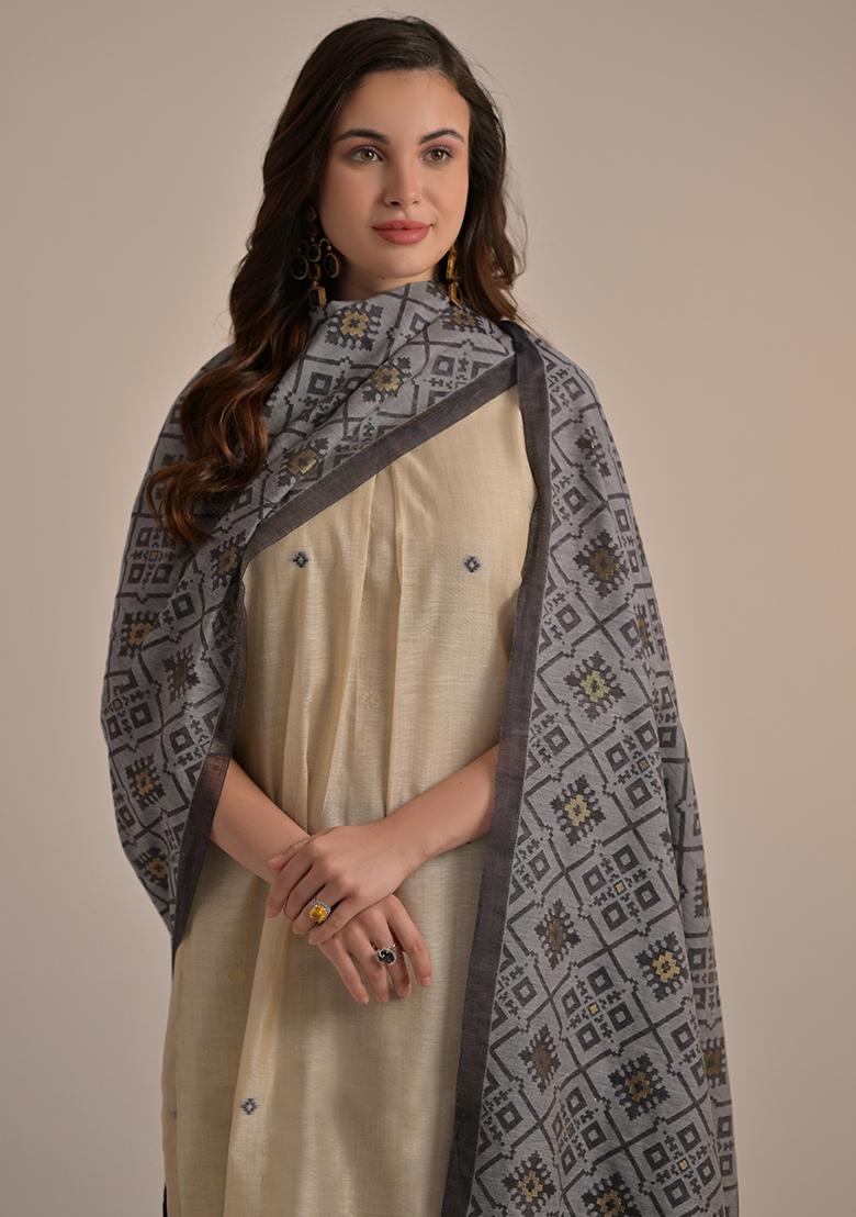 Blue Woven Cotton Salwar Kameez