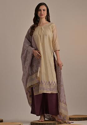Lavender Woven Cotton Salwar Kameez