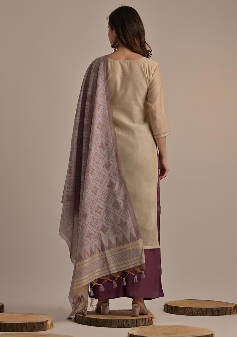 Lavender Woven Cotton Salwar Kameez