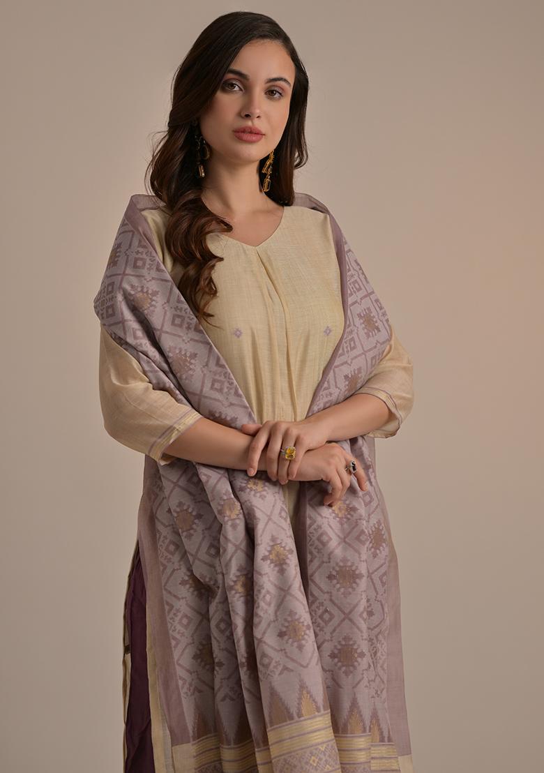 Lavender Woven Cotton Salwar Kameez
