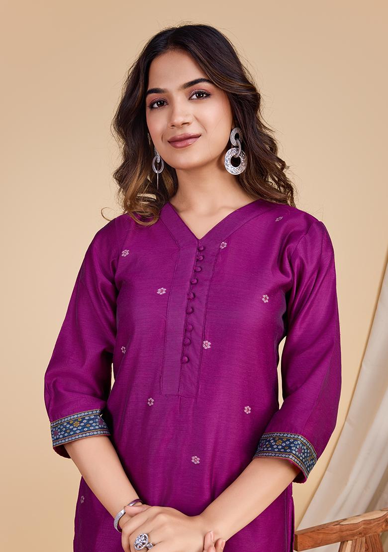 Wine Bandhni Cotton Salwar Kameez