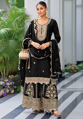 Black Embroidered Chinnon Salwar Kameez