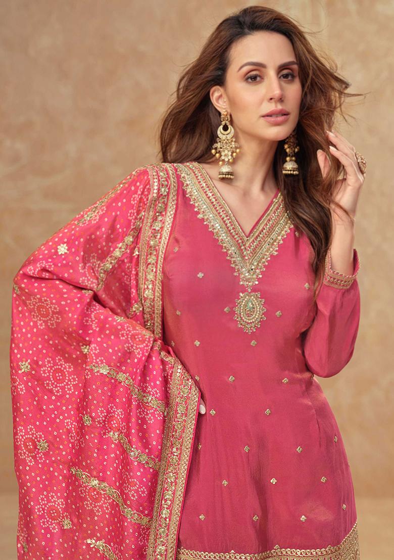 Pink Embroidered Silk Salwar Kameez