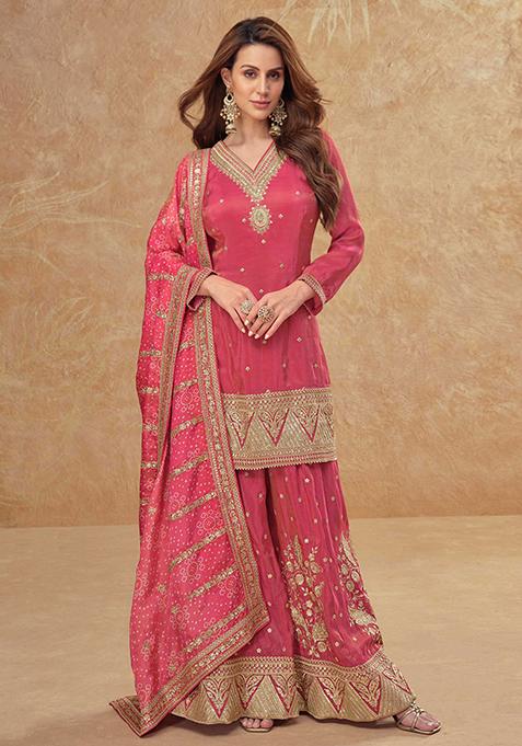Pink Embroidered Silk Salwar Kameez