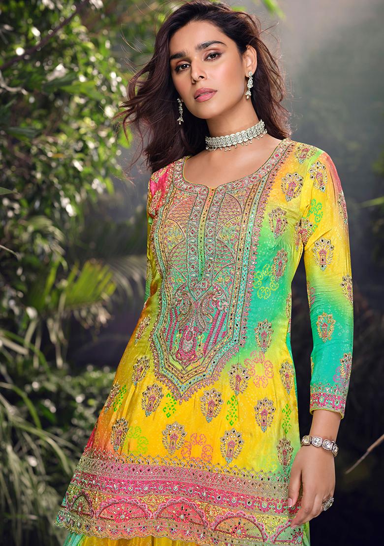 Multi Embroidered Chinnon Salwar Kameez
