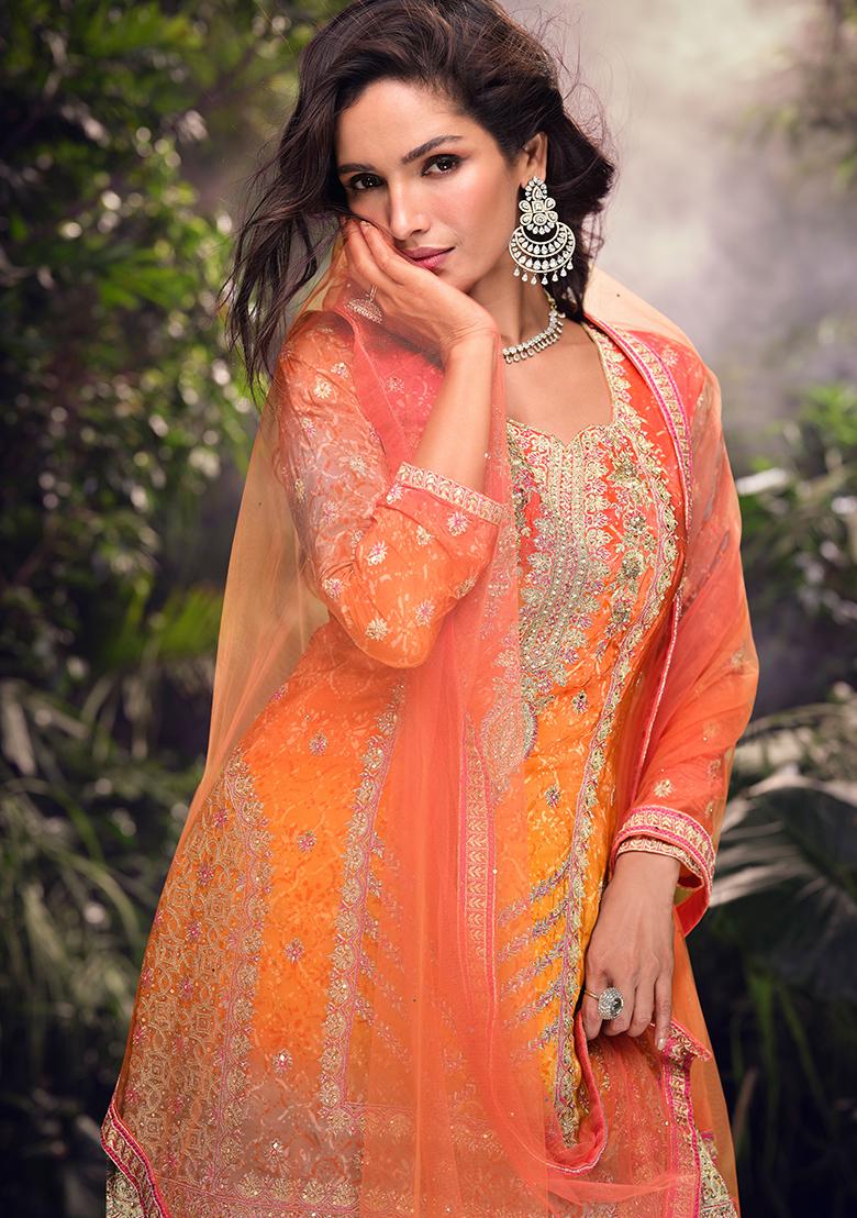 Multi Embroidered Chinnon Salwar Kameez