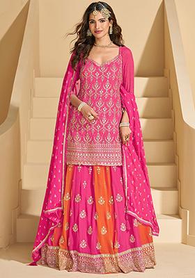 Pink Embroidered Georgette Salwar Kameez