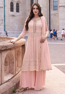 Pink Embroidered Georgette Salwar Kameez