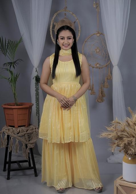 Yellow Embroidered Georgette Salwar Kameez
