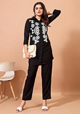 Black Embroidered Rayon Salwar Kameez