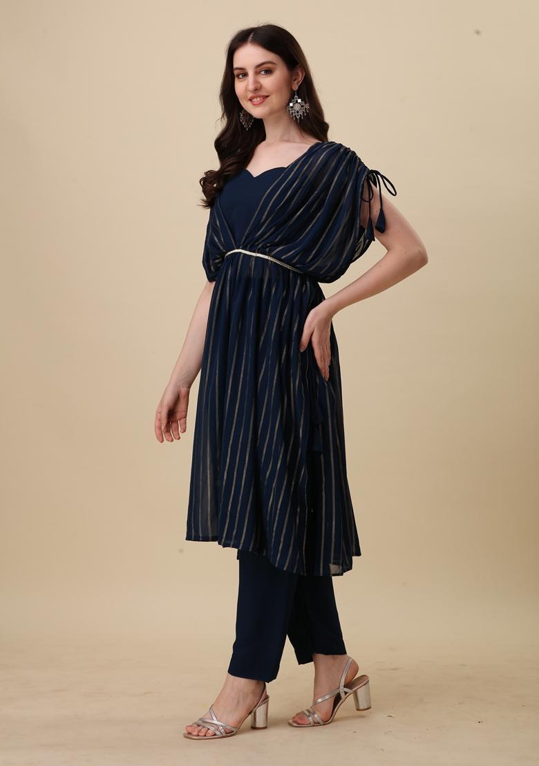 Blue Embroidered Georgette Salwar Kameez